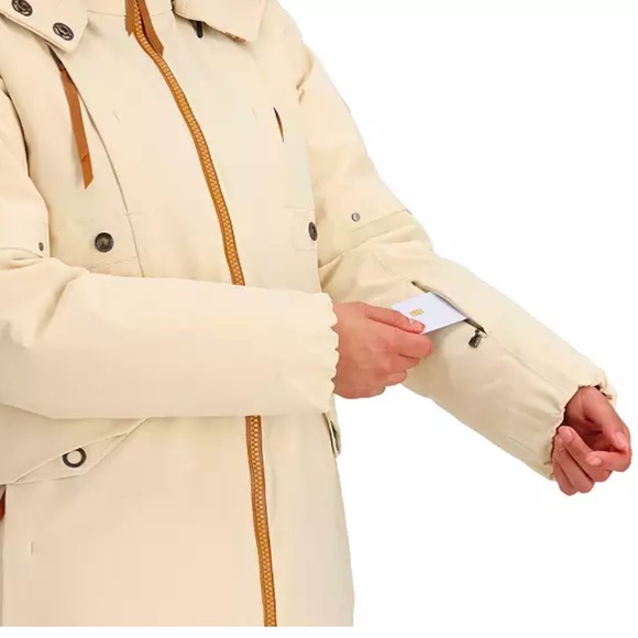 Obermeyer Meribel Down Winter Skiing Jacket Size 10 Adjustable Waist Sandbar New - Picture 3 of 16